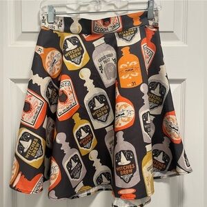 Retrolicious Halloween Apothecary Bottles Print Cotton Skater Skirt - Med - EUC